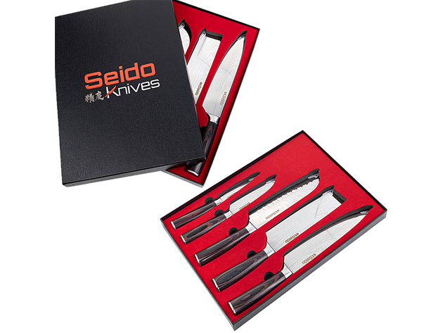 Seido™ Japanese Master Chef's 5-Piece Knife Set with Gift Box