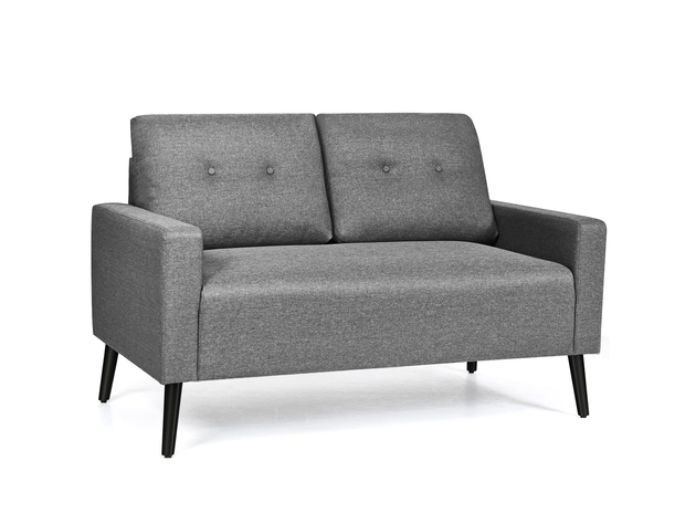 Costway Modern Loveseat Sofa 55'' Upholstered Chair Couch with Soft Cloth Cushion - Grey