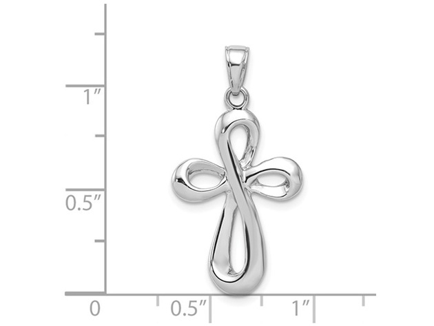 14K White Gold Infinity Cross Pendant Necklace with Chain