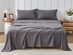 Kathy Ireland 4 Piece Heathered Jersey Knit Cotton Sheet Set (Queen/Dark Gray)