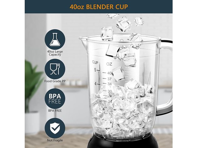 Bear 700W 3 Speed Self-Cleaning Countertop Blender with 40oz Blender Cup for Shakes and Smoothies