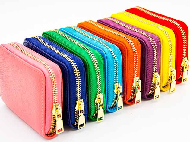 Clarisa Leather Card Holder Wallet (Purple)