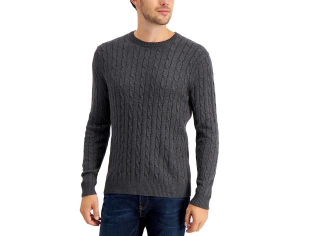 Club Room Men's Cable-Knit Sweater Gray Size 2 Extra Large