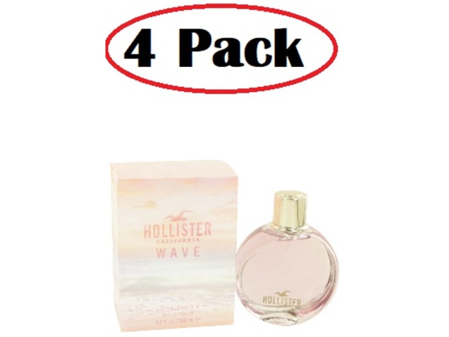 4 Pack of Hollister Wave by Hollister Eau De Parfum Spray 3.4 oz