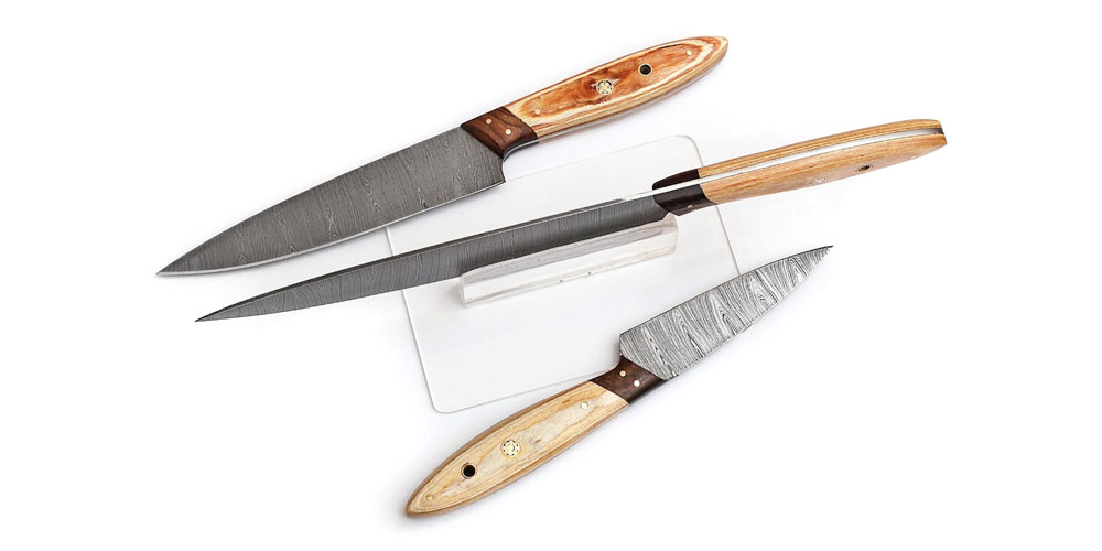 Hand-Forged Damascus Steel Chef Knife Set: 3 Pieces, on sale for $55.99 when you use coupon code OCTSALE20 at checkout