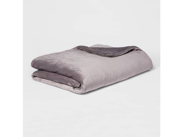 Threshold Micro Plush Weighted Blanket with Removable Cover, 55 Inches x 80 Inches, Gray