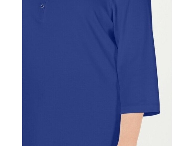 Karen Scott Women's Plus Size Cotton Split-Neck Top Blue Size Extra Large