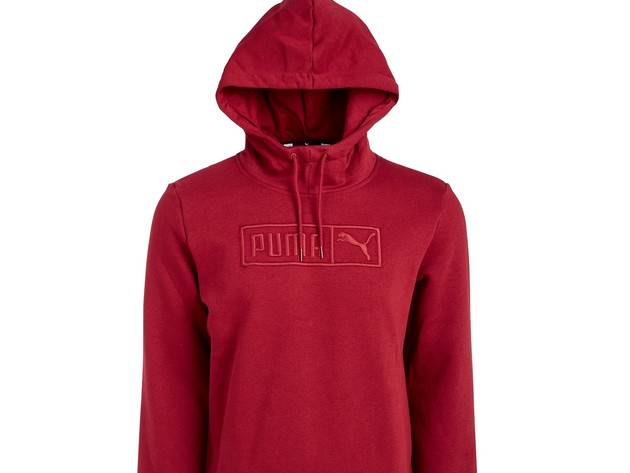 Puma Men's Embroidered-Logo Fleece Hoodie Red Size XX-Large