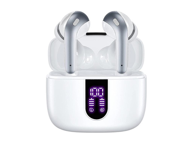 Just Jams Bluetooth Earbuds with USB Charging Case (White)