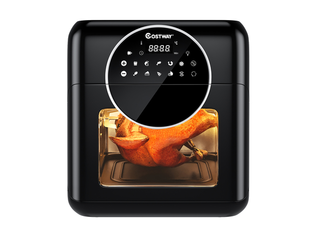 Costway 8-in-1 Air Fryer 10.6QT Digital Toaster Oven Rotisserie w/ Accessories - Black