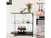 Costway Bar Table Wine Storage Unit w/Tempered Glass Shelf & Glass Holders Glossy Black