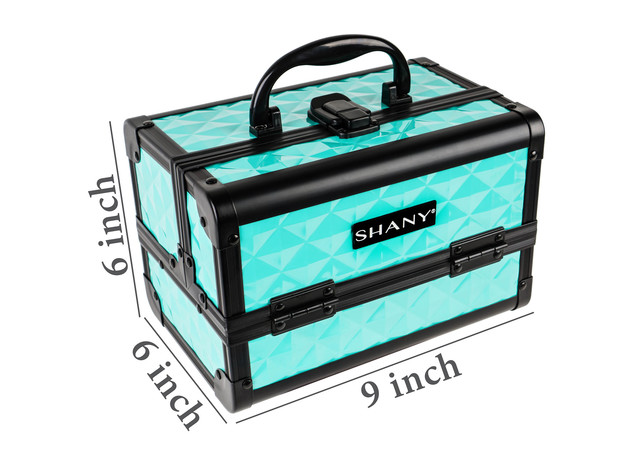 SHANY Mini Makeup Train Case With Mirror - TURQUOISE