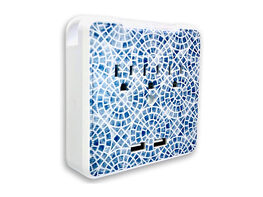 GlamSocket Decorative Multi-Outlet & Dual USB Port Surge Protector + Phone Holder (Santorini)