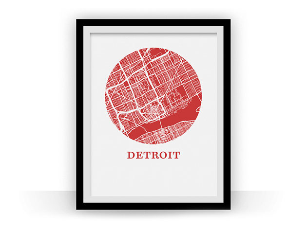 Detroit Map Print (18 x 24)