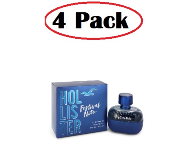 4 Pack of Hollister Festival Nite by Hollister Eau De Toilette Spray 3.4 oz