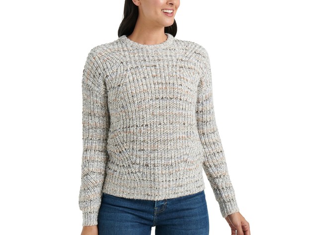 Lukcy Brand Women's Marled Crew Neck Sweater Gray Size Medium