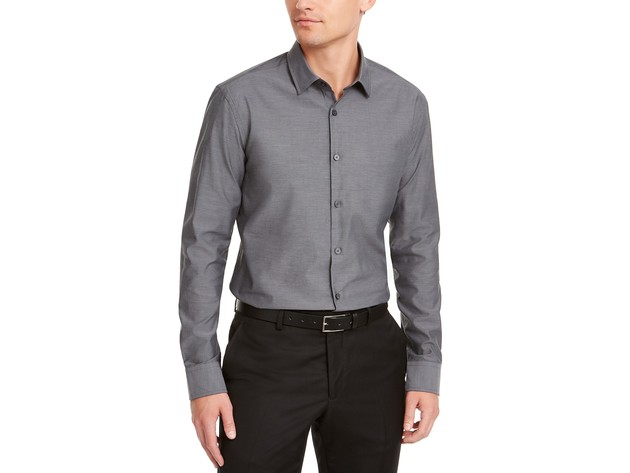 Alfani Men's Classic-Fit Solid Shirt Gray Size Medium