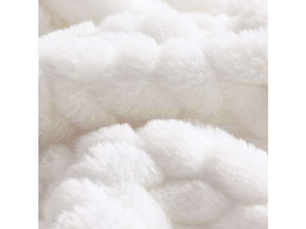 Etched Faux Fur Berber Throw Ivory
