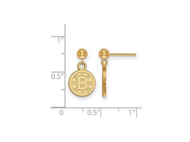 SS 14k Yellow Gold Plated NHL Boston Bruins XS Ball Dangle Earrings