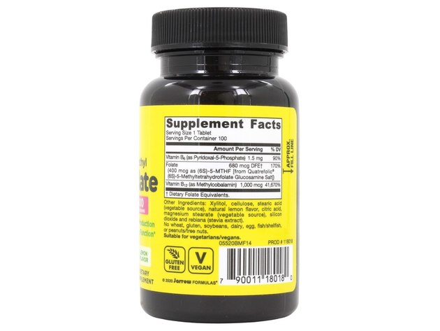 Jarrow Formulas - Methyl B12 & Methyl Folate Lemon - 100 Chewable Tablets