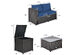 Costway 4PCS Outdoor Patio Rattan Furniture Set Cushioned Loveseat Storage Table Brown/Navy