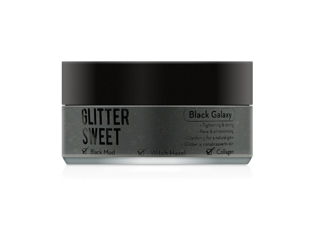 The Creme Shop Glitter Sweet, Invisi-Pore Tone and Tighten Skin Care Facial Glitter Mask, Infused with Black Mud, Witch Hazel, and Collagen, 3.17 oz.