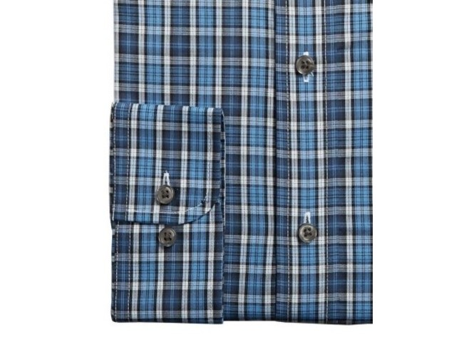 Club Room Men's Classic/Regular Fit Stretch Blackwatch Tartan Dress Shirt  Navy Size 36-37