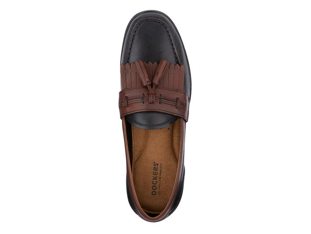 Dockers Mens Landrum Leather Dress Casual Tassel Loafer Shoe - 10 M  Black/Antique Brown
