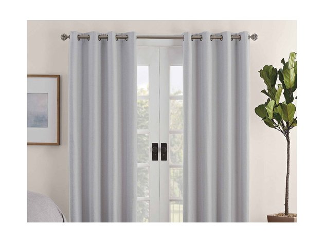 Eclipse Ambiance Chevron Draft Stopper Energy Saving 100% Blackout Grommet-Top 50 Inches x 95 Inches Single Curtain Panel, Grey
