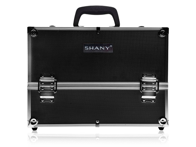 SHANY Essential Pro Makeup Train Case with Shoulder Strap and Locks - JET BLACK