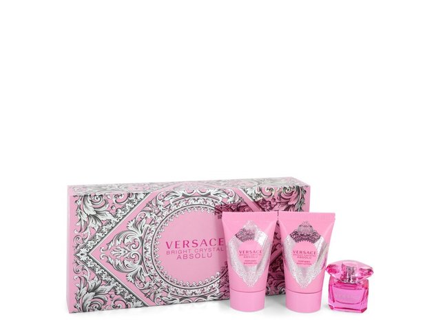 Bright Crystal Absolu by Versace Gift Set -- 0.17 oz Mini EDP + 0.8 oz Body Lotion + 0.8 oz Shower Gel
