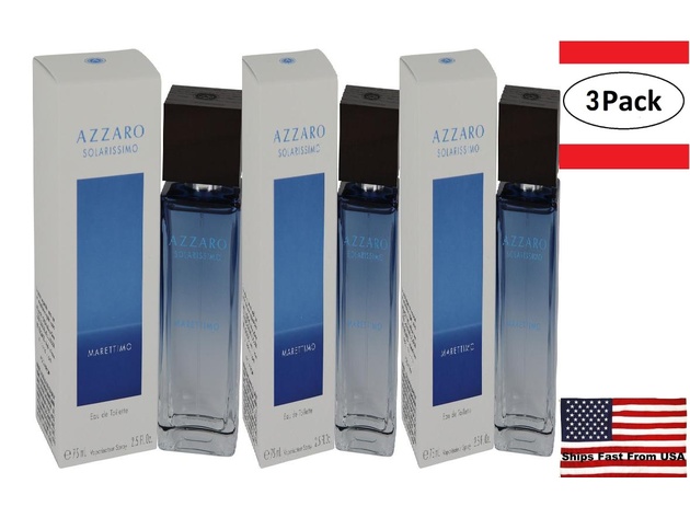3 Pack Azzaro Solarissimo Marettimo by Azzaro Eau De Toilette Spray 2.5 oz for Men