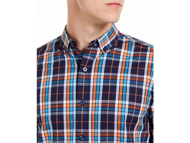 Club Room Men's Stretch Plaid Shirt Blue Size X-Large