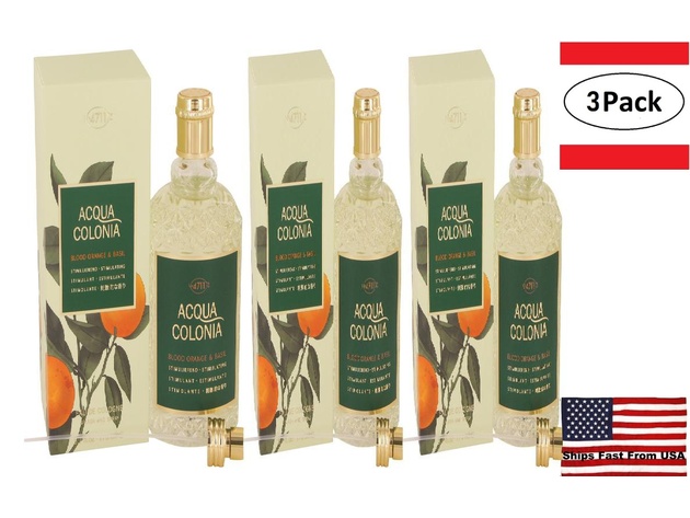 3 Pack 4711 Acqua Colonia Blood Orange & Basil by Maurer & Wirtz Eau De Cologne Spray (Unisex) 5.7 oz for Women