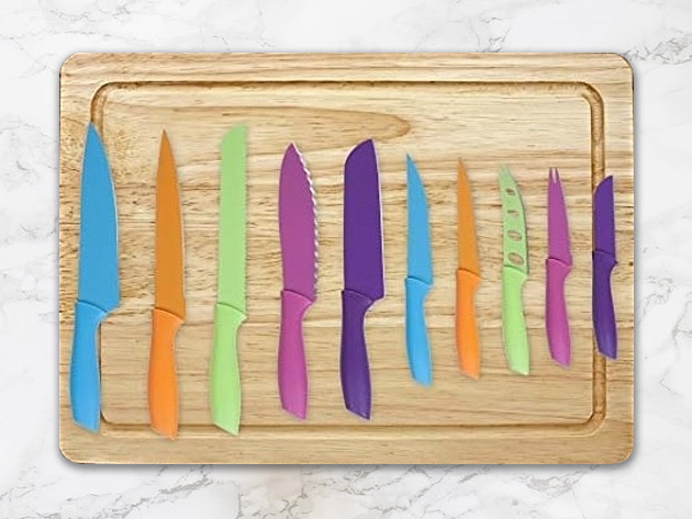 Classic Cuisine 10-Piece Multi-Colored Knife Set & Magnetic Bar