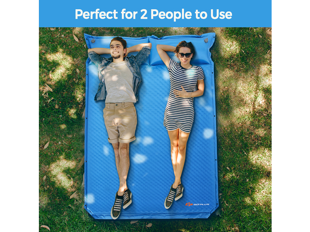 Goplus Self-Inflating Camping Mat Outdoor Sleeping Pad W/Pillows Bag for Camping - Blue