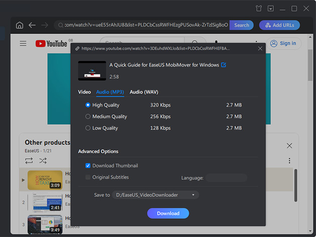 EaseUS Video Downloader: Lifetime License (3x Mac)