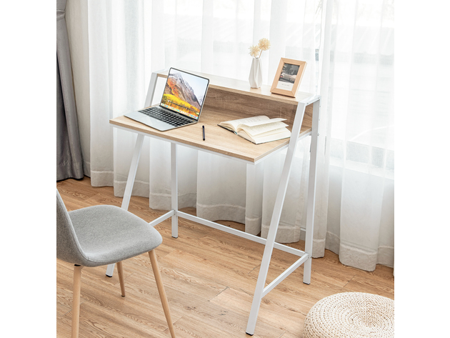 Goplus 2 Tier Computer Desk PC Laptop Table Study Writing Home Office Natural - Natural