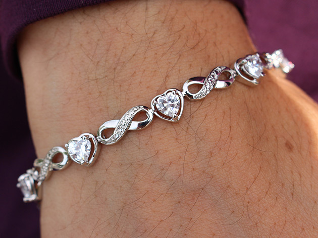 Amanda 18k Infinity Tennis Bracelet (Silver)
