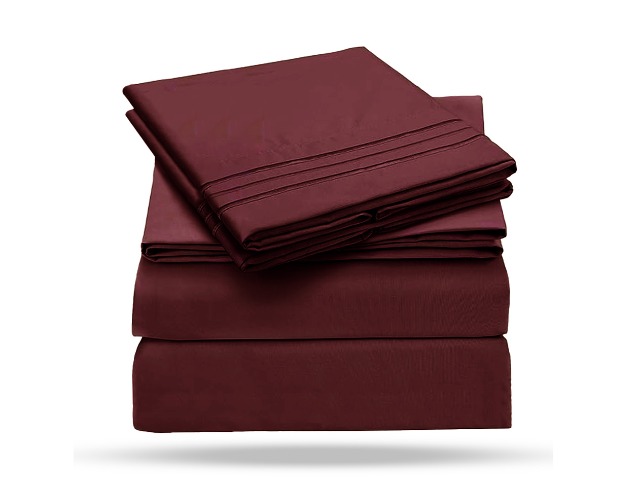 The Luxe 4-Piece Microfiber Bed Sheet Set (Maroon/Queen)