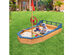Costway Kids Pirate Boat Wood Sandbox w/ Bench Seat & Flag Pirate Sandboat for Bench