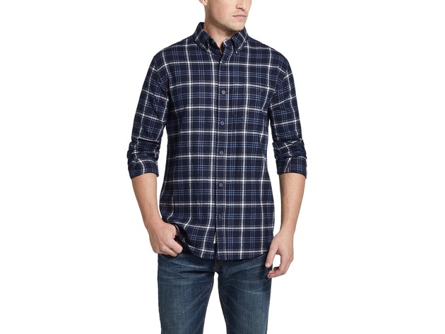 Weatherproof Vintage Men's Brushed Flannel Shirt Blue Size Medium