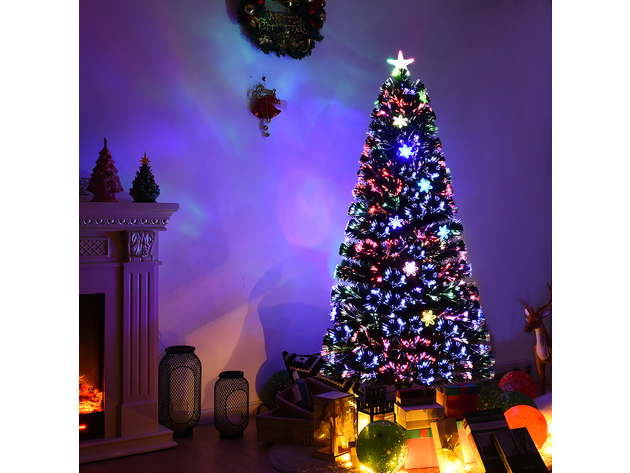 5 Foot Pre-Lit Artificial Christmas Tree w/ Multicolor Light Snowflakes