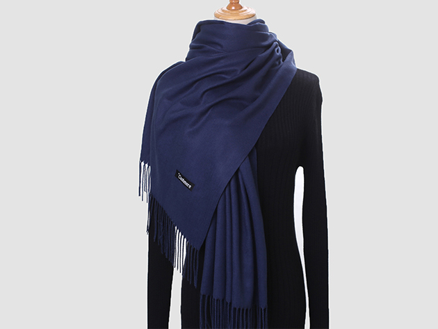 Lavisha Cashmere-Blend Shawl (Navy Blue)