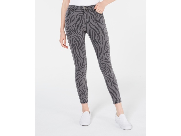 Tinseltown Juniors' Zebra-Print Skinny Jeans Gray Size 1