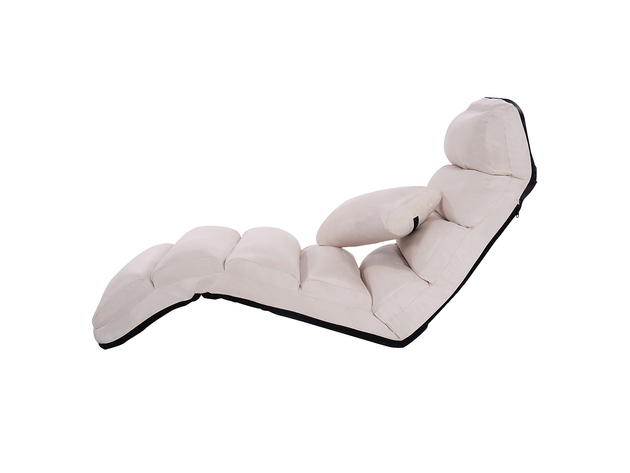 Costway Folding Lazy Sofa Chair Stylish Sofa Couch Beds Lounge Chair W/Pillow Beige