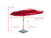 Costway 15' Market Outdoor Umbrella Double-Sided Twin Patio Umbrella with Crank Wine Red