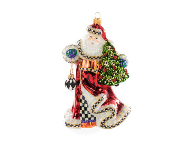 MacKenzie-Childs Glass Ornament - 'Tis the Season Santa