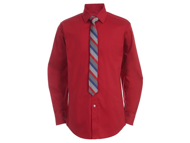 Tommy Hilfiger Big Boys 2 Pc THFlex Stretch Poplin Shirt & Stripe Tie Set Size 20