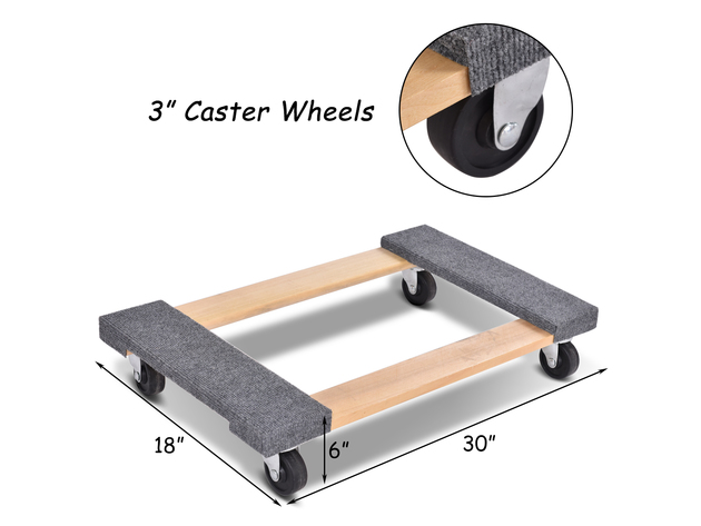 Costway 30''x 18'' Furniture Dolly Moving Carrier Mover Handle Casters 1000lbs Capacity 
